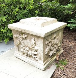 Ornate Garden Pedestal In Cast Concrete