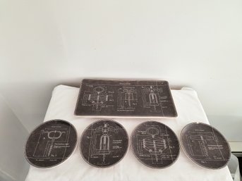 Williams Sonoma Tray And Four Party Plates