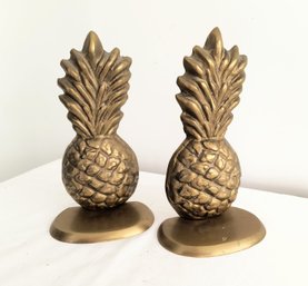 Pair Of Brass Pineapples - Decor Or Bookends