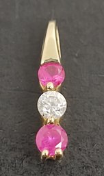 SMALL VINTAGE 10K GOLD RUBY & CZ PENDANT