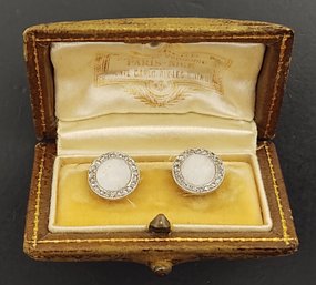 RARE VICTORIAN LACLOCHE FRERES PARIS 18K GOLD & PLATINUM DIAMOND COLLAR STUDS