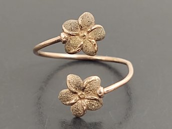 VINTAGE 14K ROSE GOLD FLOWER BYPASS RING