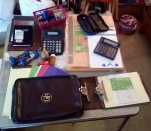 Office Needs-lined Pads, Clipboards, Calculators Manila Envelopes, 2 Lb Weights, Zippered  Leathery Case BR4