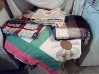 Handmade  Vintage Quilts, Soft Plaid Throw & Woven Throw Blankets    Bsmt