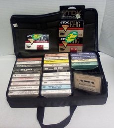 24 Music Cassettes With Non Woven Tote & New Unopened TDK E-HG TC-30 Camcorder Tapes