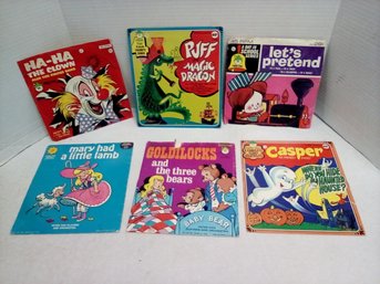 Vintage 45 RPM Records - Lets Pretend, Puff The Magic Dragon, Goldilocks & The 3 Bears & More KSS/D4