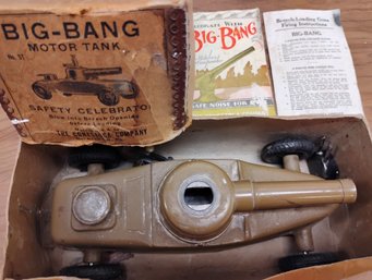 1930s Big Bang Army Motor Tank Toy With Original Box And Instructions