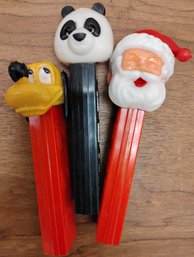 Lot Of 3 NO FEET Pez Dispensers Goofy Panda Santa Claus