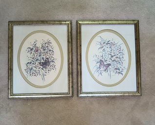 Janet Clack Pair Of Signed Artworks Of Butterflies, Nicely Framed