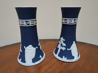 Vintage Jasperware Tunstall England Adams 1657 Pair Of Vases