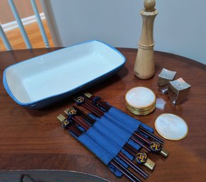 Lot Of Dining Items Including Dansk, Nambe, And Mother Of Pearl Coasters