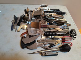 Huge Lot Of Kitchen Utensils Including Knives, Scissors, And Much More