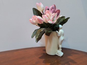 Charming Vintage Vase With Faux Flowers