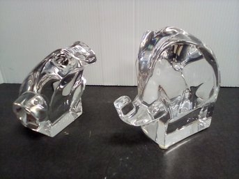 Orrefors Of Sweden Numbered Crystal Elephant & Crystal Frog Figurine Collectibles   FL/E3