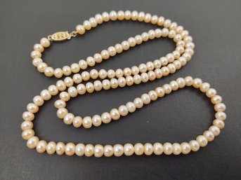 VINTAGE 14K GOLD 5mm PEARL NECKLACE