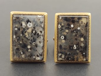 ANTIQUE VICTORIAN 14K GOLD MOSS AGATE CUFFLINKS