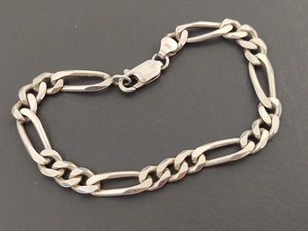 VINTAGE STERLING SILVER 6.5mm FIGARO CHAIN BRACELET