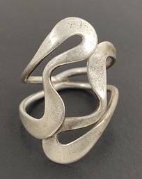 VINTAGE MEXICAN MID CENTURY MODERNIST STERLING SILVER ABSTRACT RING