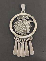 VINTAGE MEXICAN STERLING SILVER MAYAN CHIEF PENDANT