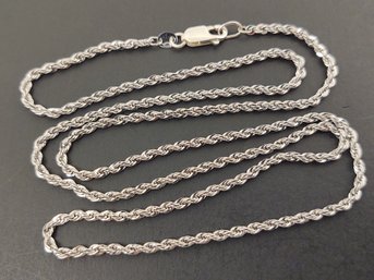 VINTAGE STERLING SILVER 2mm ROPE STYLE CHAIN NECKLACE