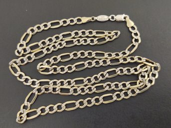 VINTAGE STERLING SILVER / 14K GOLD FILLED 5.5mm FIGARO LINK CHAIN NECKLACE