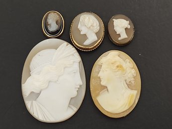 GROUP OF 5 ANTIQUE CARVED CAMEOS