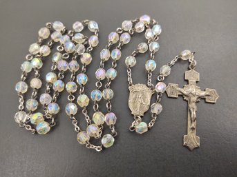 VINTAGE STERLING SILVER CRYSTAL ROSARY BEADS