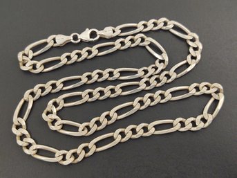 VINTAGE STERLING SILVER 7mm FIGARO LINK CHAIN NECKLACE