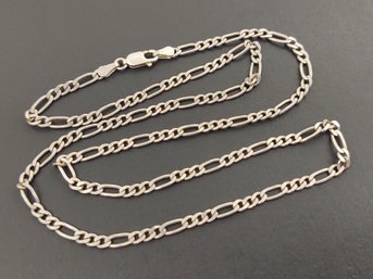 VINTAGE STERLING SILVER 3mm FIGARO LINK CHAIN NECKLACE