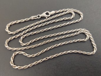 VINTAGE STERLING SILVER 2mm ROPE CHAIN  NECKLACE