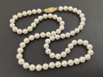 VINTAGE 14K GOLD 6mm PEARL NECKLACE