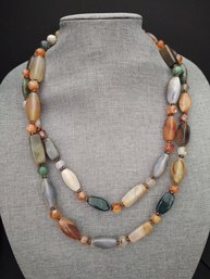 VINTAGE CHINESE MASSIVE MULTI STONE AGATE BEADED NECKLACE