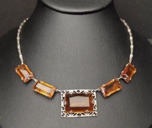 ANTIQUE ART DECO AMBER GLASS NECKLACE