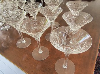 Fabulous Set Of 12 Vintage Martini Glasses With Star-shaped Design - See Matching Mini Glasses In This Sale