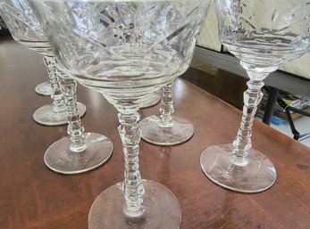 Set Of Ornately Embossed Vintage Stemmed Glasses