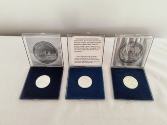 3 Silver Coins In Original Boxes