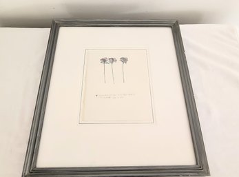 Small Framed Work On Paper With Flowers