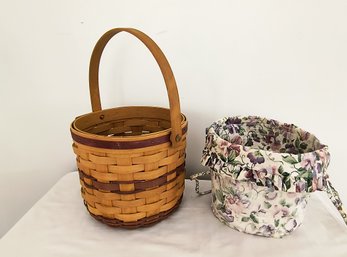 Collectible Longaberger Basket With Single Handle And Removable Liner