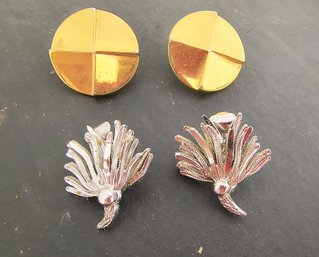 Two Pairs Of Vintage Clip-on Earrings Including Trifari