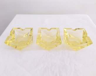 Trio Of Vintage Italian Cut Glass Trinket Bowls / Ashtrays