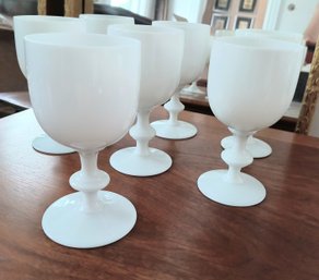 Wine Or Water Goblets In A Milky White Glass