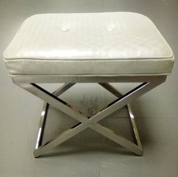 Reupholstered Shimmering Suede/Chrome Vanity Bench Adds Glamour  ***Separate Pick-Up Location Sat. 8/10