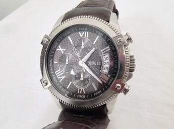 Men's Guess Watch With Leather Band