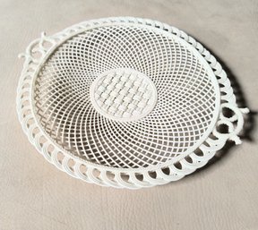 Unusual Antique Lattice Plate In Porcelain