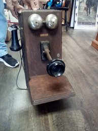 Western Electric Antique Wood Wall Mount Crank Phone With Components Inside Cabinet LD/SR