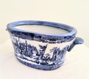 Vintage Blue And White Ceramic Jardiniere / Planter / Bowl