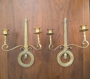 Pair Of Vintage Brass Sconces