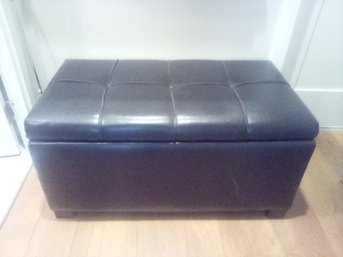 Leathery Footed Ottoman Has Spacious Storage Available Inside  39 Inches Wide X 19 Inches Deep     (Hall)