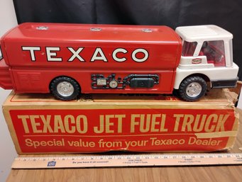 Large Texaco Oil Tanker Jet Fuel Truck Ride On Toy In Box