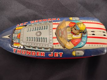 Cool Vintage Thunder Jet Made In Japan Tin Speed Boat Toy